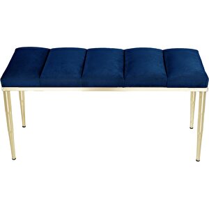 Vesta Gold Bench Puf Mavi