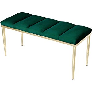 Vesta Gold Bench Puf Yeşil