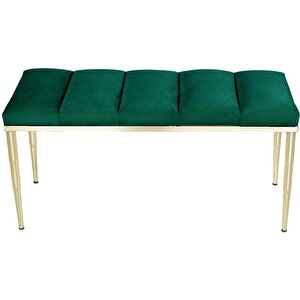 Vesta Gold Bench Puf Yeşil