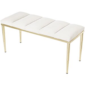 Vesta Gold Bench Puf Krem