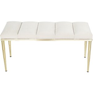 Vesta Gold Bench Puf Krem