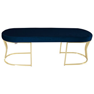 Viego Gold Smooth Bench Puf Mavi