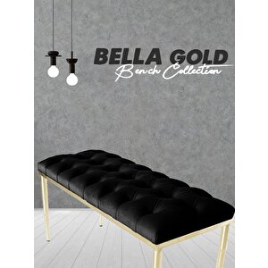 Bella Gold Bench Puf Siyah