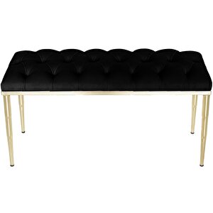 Bella Gold Bench Puf Siyah