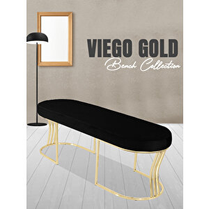 Viego Gold Smooth Bench Puf Siyah
