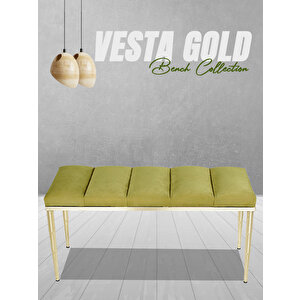 Vesta Gold Bench Puf Hardal