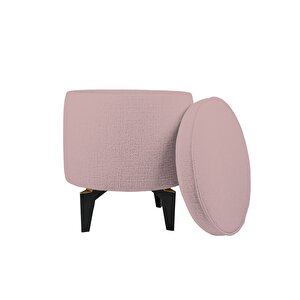 Rio Retro Ayaklı Sandıklı Silindir Dekoratif Puf Pembe