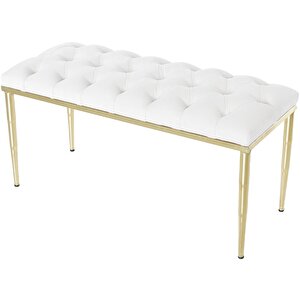 Bella Gold Bench Puf Beyaz