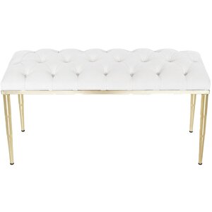 Bella Gold Bench Puf Beyaz