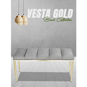Vesta Gold Bench Puf Gri