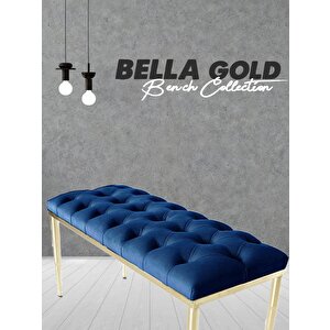 Bella Gold Bench Puf Mavi