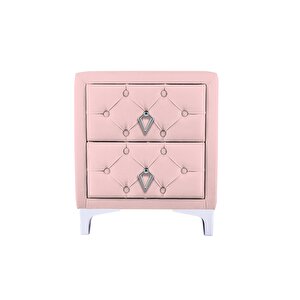 Ruby Silver Komodin, 2 Çekmeceli Pembe