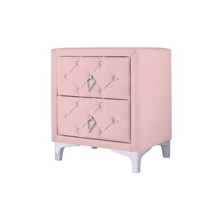 Ruby Silver Komodin, 2 Çekmeceli Pembe