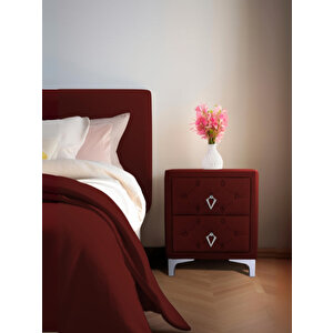 Ruby Silver Komodin, 2 Çekmeceli Bordo