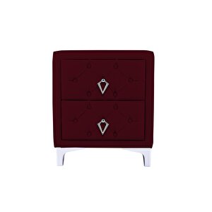 Ruby Silver Komodin, 2 Çekmeceli Bordo