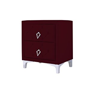 Ruby Silver Komodin, 2 Çekmeceli Bordo