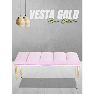 Vesta Gold Bench Puf Pembe