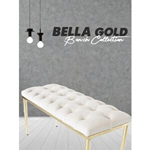 Bella Gold Bench Puf Krem