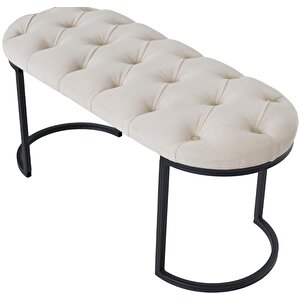 Elisse Siyah Metal Ayaklı Bench Puf