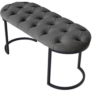 Elisse Siyah Metal Ayaklı Bench Puf