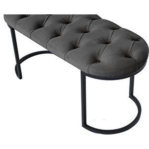 Elisse Siyah Metal Ayaklı Bench Puf