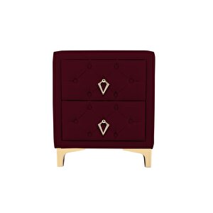 Ruby Gold Komodin, 2 Çekmeceli Bordo