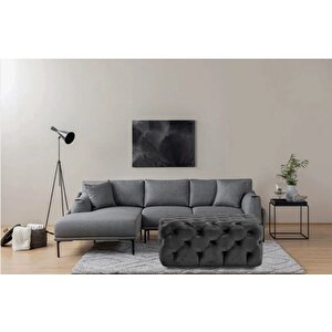 Gazzini Classic Orta Puf, Kare Antrasit