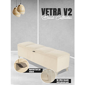 Vetra V2 Sandıklı Bench Puf Beyaz