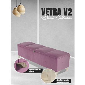 Vetra V2 Sandıklı Bench Puf Pembe