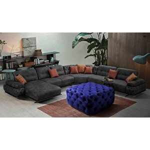 Gazzini Classic Orta Puf, Kare Mavi