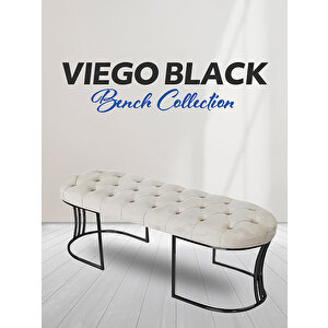 Viego Siyah Bench Puf Krem