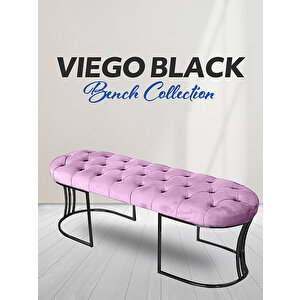 Viego Siyah Bench Puf Pembe
