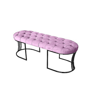 Viego Siyah Bench Puf Pembe