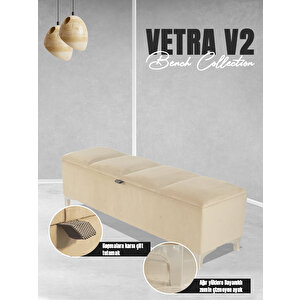 Vetra V2 Sandıklı Bench Puf Krem