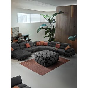 Gazzini Classic Orta Puf, Kare Gri