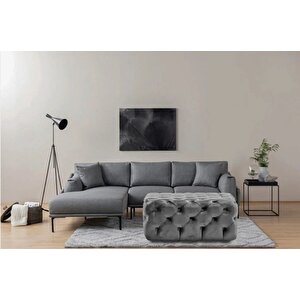Gazzini Classic Orta Puf, Kare Gri