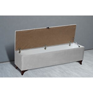Vetra Sandıklı Bench Puf, Beyaz Beyaz