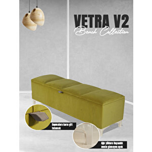 Vetra V2 Sandıklı Bench Puf Hardal