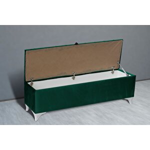 Vetra Sandıklı Bench Puf, Beyaz Yeşil