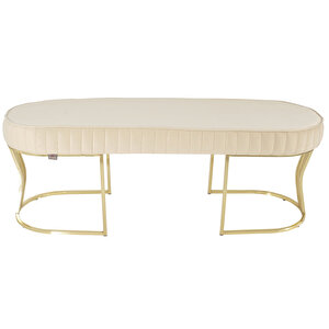 Viego Gold Striped Bench Puf Krem