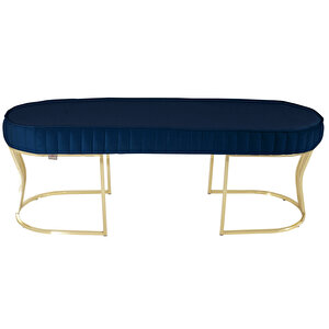 Viego Gold Striped Bench Puf Mavi