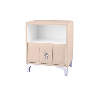 Singular Silver Komodin, Raflı Koyu Krem