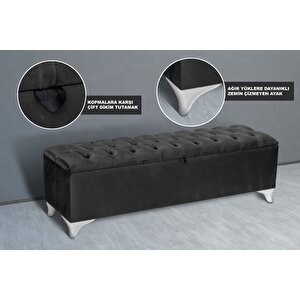 Vetra Sandıklı Bench Puf, Beyaz Antrasit