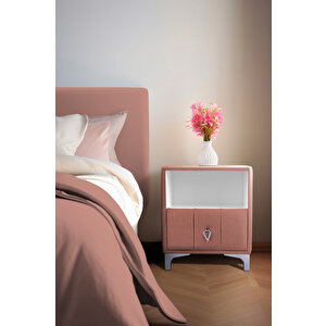 Singular Silver Komodin, Raflı Pudra Pembe