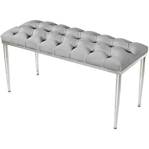 Bella Silver Bench Puf Gri