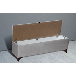 Vetra Sandıklı Bench Puf, Beyaz Krem