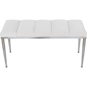 Vesta Silver Bench Puf Beyaz