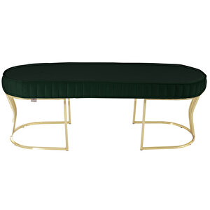 Viego Gold Striped Bench Puf Yeşil