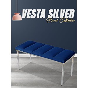 Vesta Silver Bench Puf Mavi