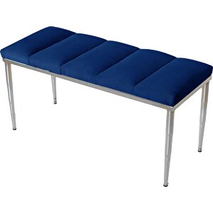 Vesta Silver Bench Puf Mavi